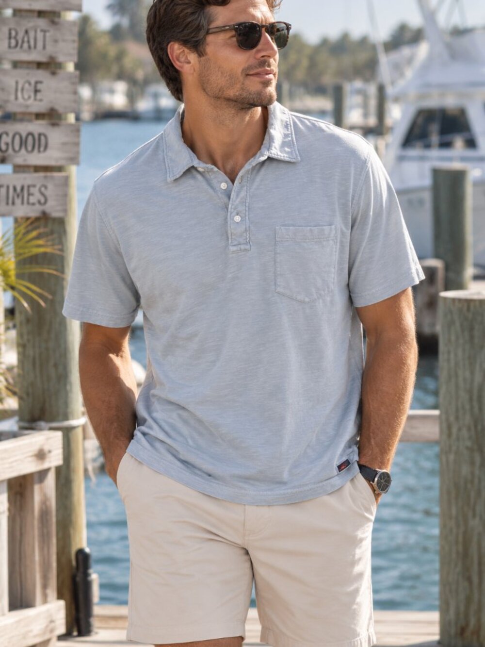 Faherty Sunwashed Polo Shirt Mens XL Blue Organic Cotton Short Sleeve Pocket